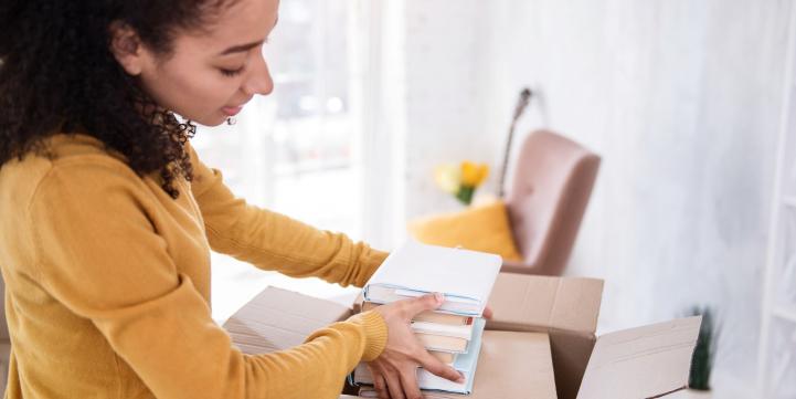 Student moving into dorm room