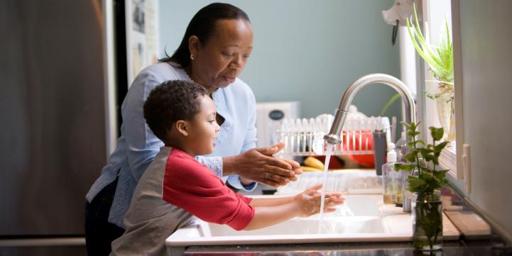 Handwashing at sink