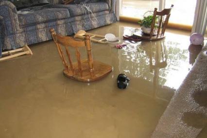 Flooded living room