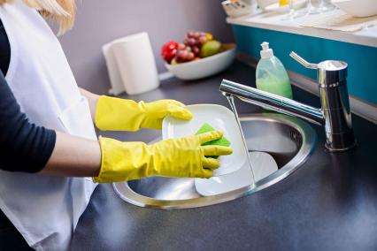 Kitchen shop dish washing