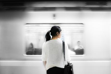 Woman waiting for the train